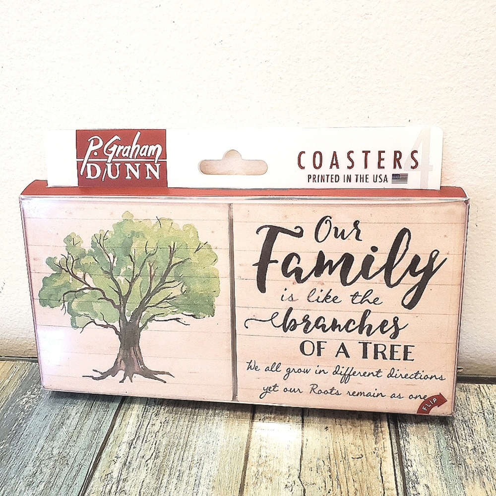P graham dunn ceramic coasters our family tree 🌳